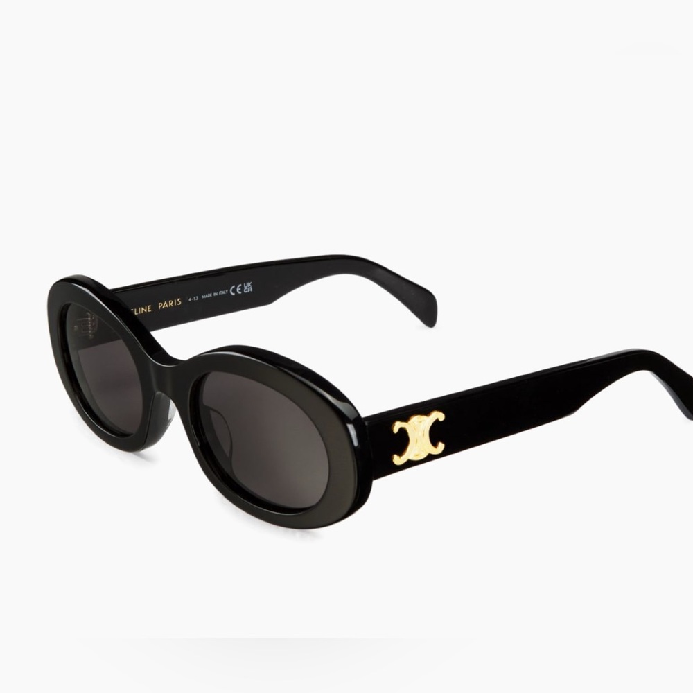 Celine - Triomphe Oval Sunglasses - Black